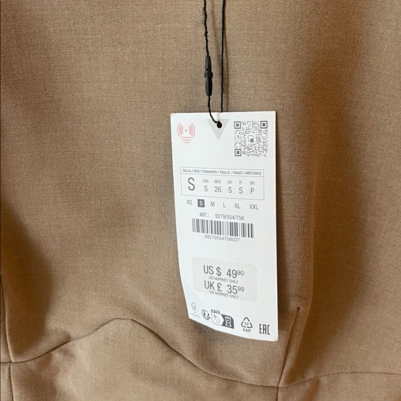 Zara Tan Sleeveless Dress with Ruffle Hem - Picture 3 of 4